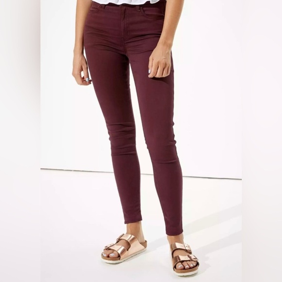 American Eagle Outfitter’s Women's Burgundy Skinny Jeans - Picture 1 of 8